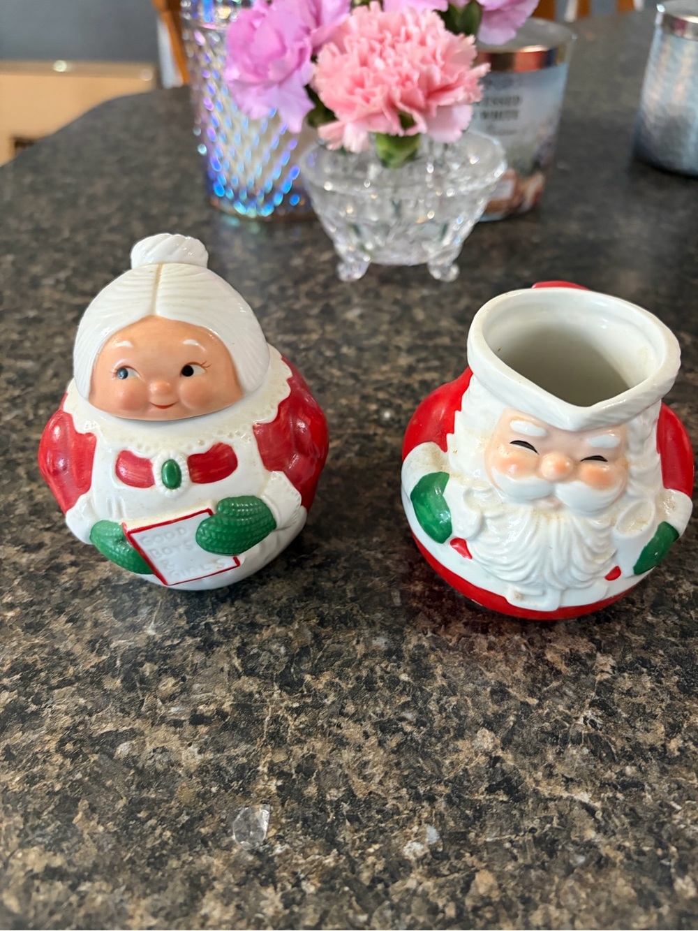 Vintage Avon Claus & Company Red and White Santa Creamer & Mrs. Claus Sugar Bowl - Picture 2 of 11